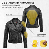 Black leather jacket with CE standard armour set