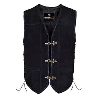 Mens Suede Leather Vest Black
