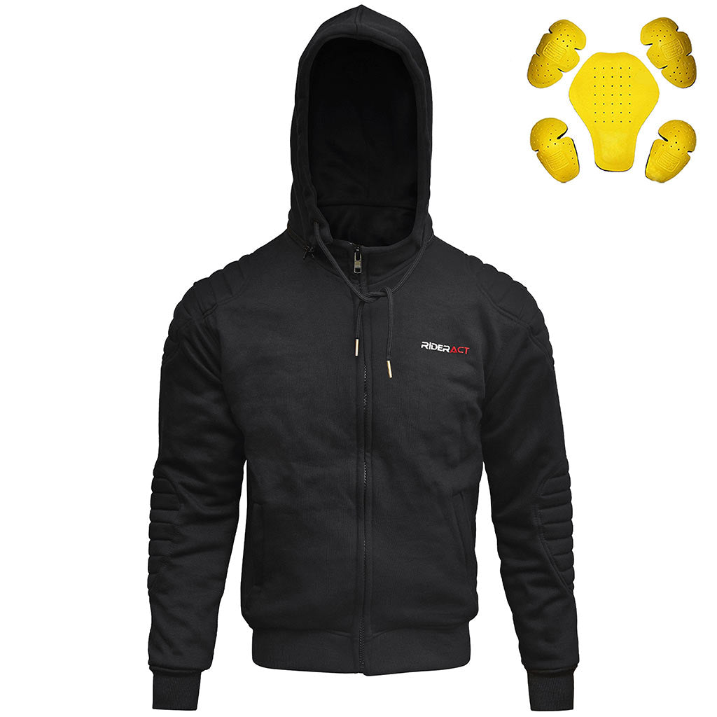 RIDERACT motorcycle hoodie black
