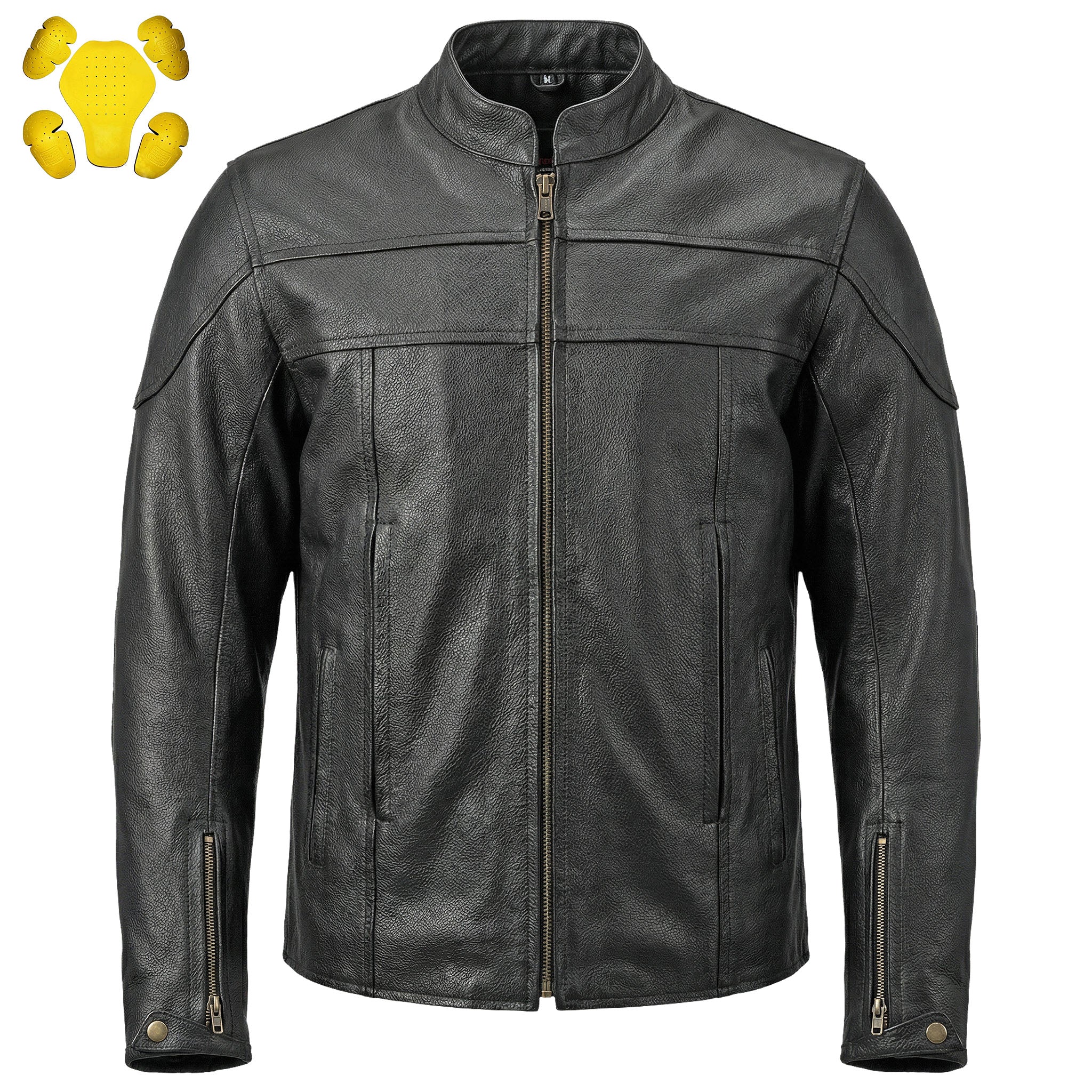 Black leather motorcycle jacket