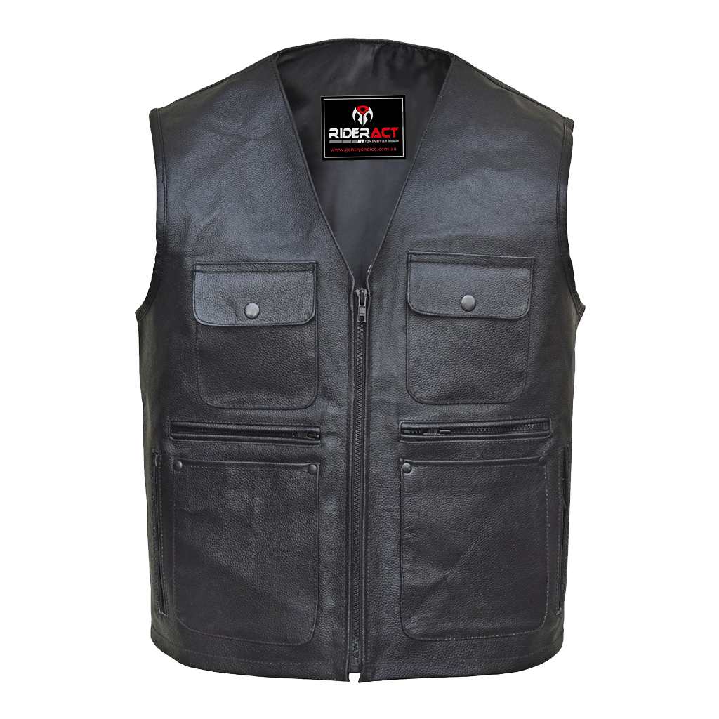 leather shooting vest black