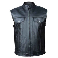 leather vest Leather Motorcycle Vest Black Waistcoat