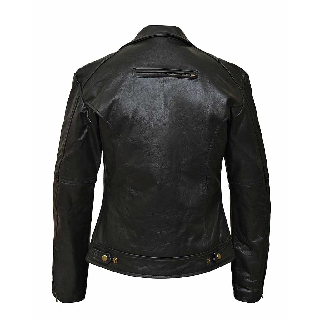 RIDERACT Women motorcycle jacket Black Back Pose