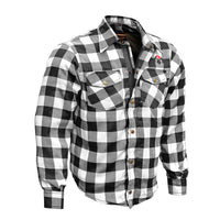 Reinforced Motorcycle Shirt Flannel Black and White
