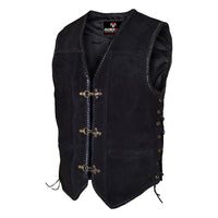 Black suede leather vest