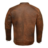 rideract Motorbike Leather Jacket brown back pose