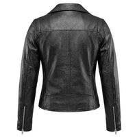 Brando Leather Moto jacket for women back pose