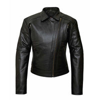 RIDERACT Women Leather Motorcycle Jacket Black