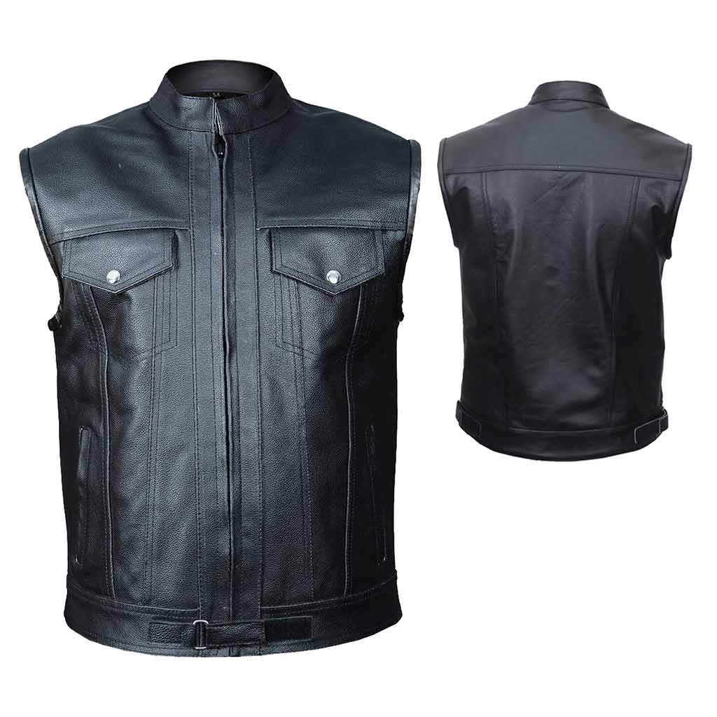 Men Leather Vest Son of anarchy's front and back side