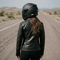 back side of ladies biker jacket