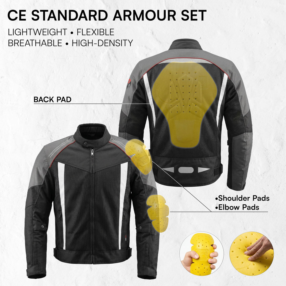 ce standard armor set for summer motorcycle jacket