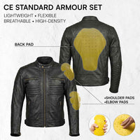 Combat motorbike jacket with highlighted padding areas