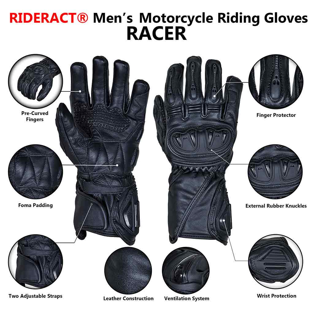 Long cuff motorcycle gloves