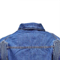 stretch paneled shoulders for comfort and ease of maneuvering Denim Biker jacket