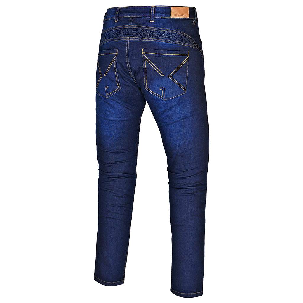 motorcycle riding bikers Kevlar jeans blue back view