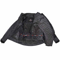 Black quilted motorcycle riding jacket