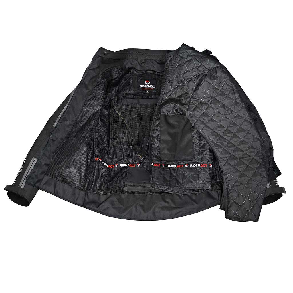 CE standard side armor pockets inside Textile Motorbike jacket for Men