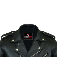 Adjustable waist belt, down collars, Moto Leather Jacket for men