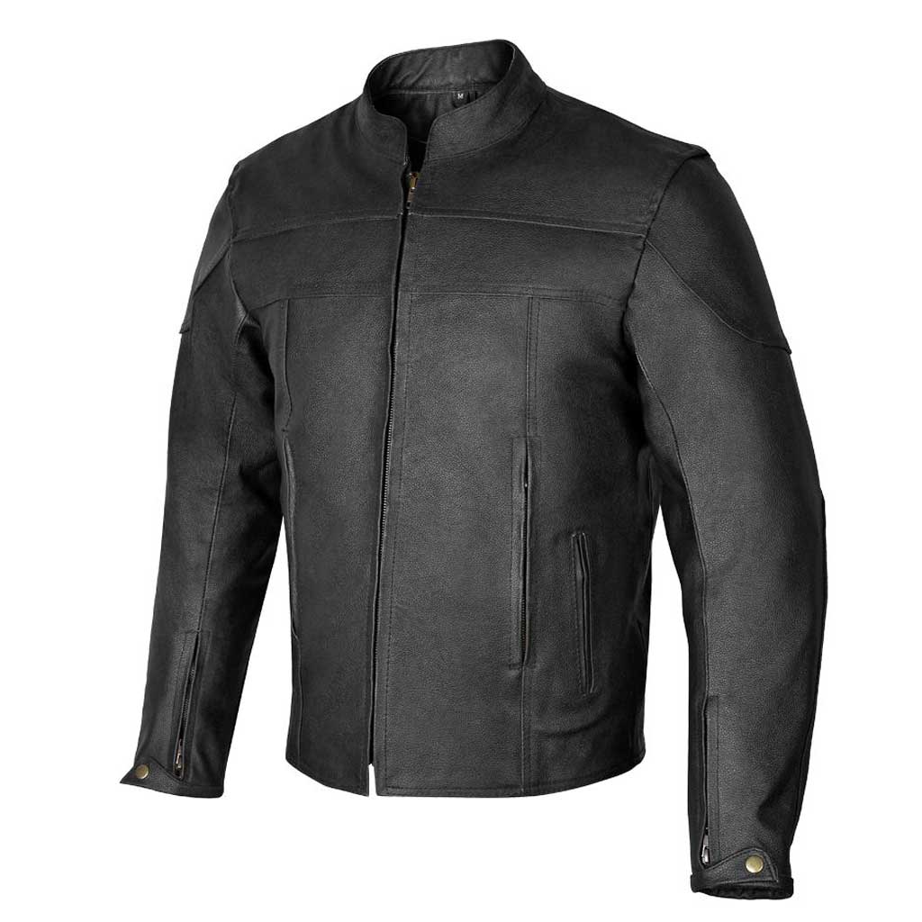 Leather motorcycle jacket Black Side Pose
