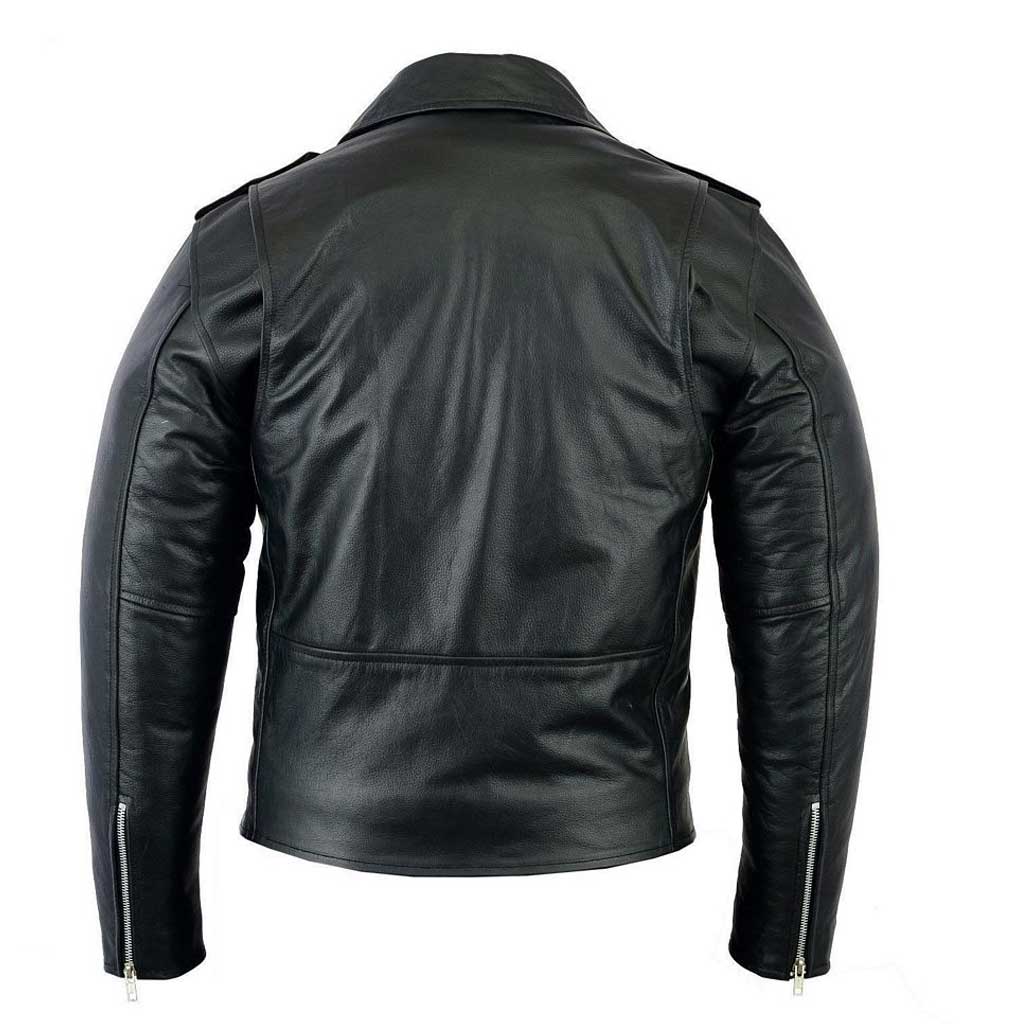 Brando style Biker Jacket men safety genuine black biker jacket