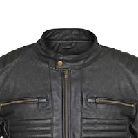 Motorbike Leather Jacket Black Combat