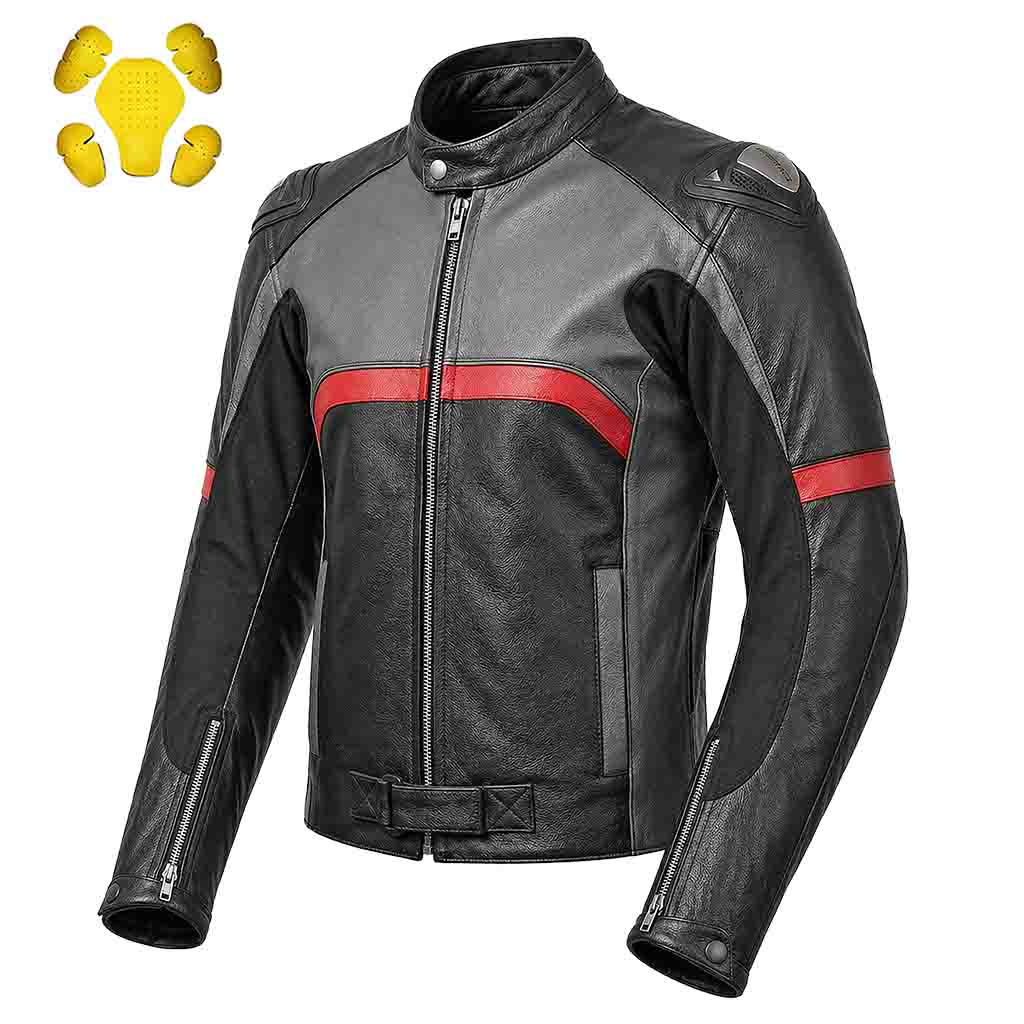 leather motorbike jacket with armors