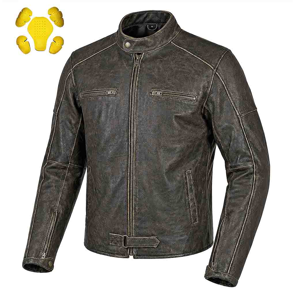 Distressed Leather Motorcycle Jacket