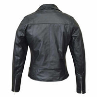 Women Moto jacket Black Back Pose