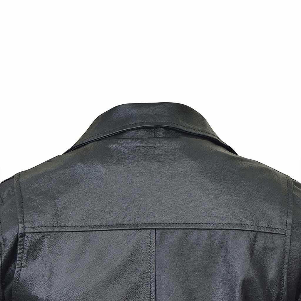 Brando Leather Moto jacket for women back side close up