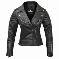 RIDERACT Women Leather Motorcycle Jacket Brando Infinite