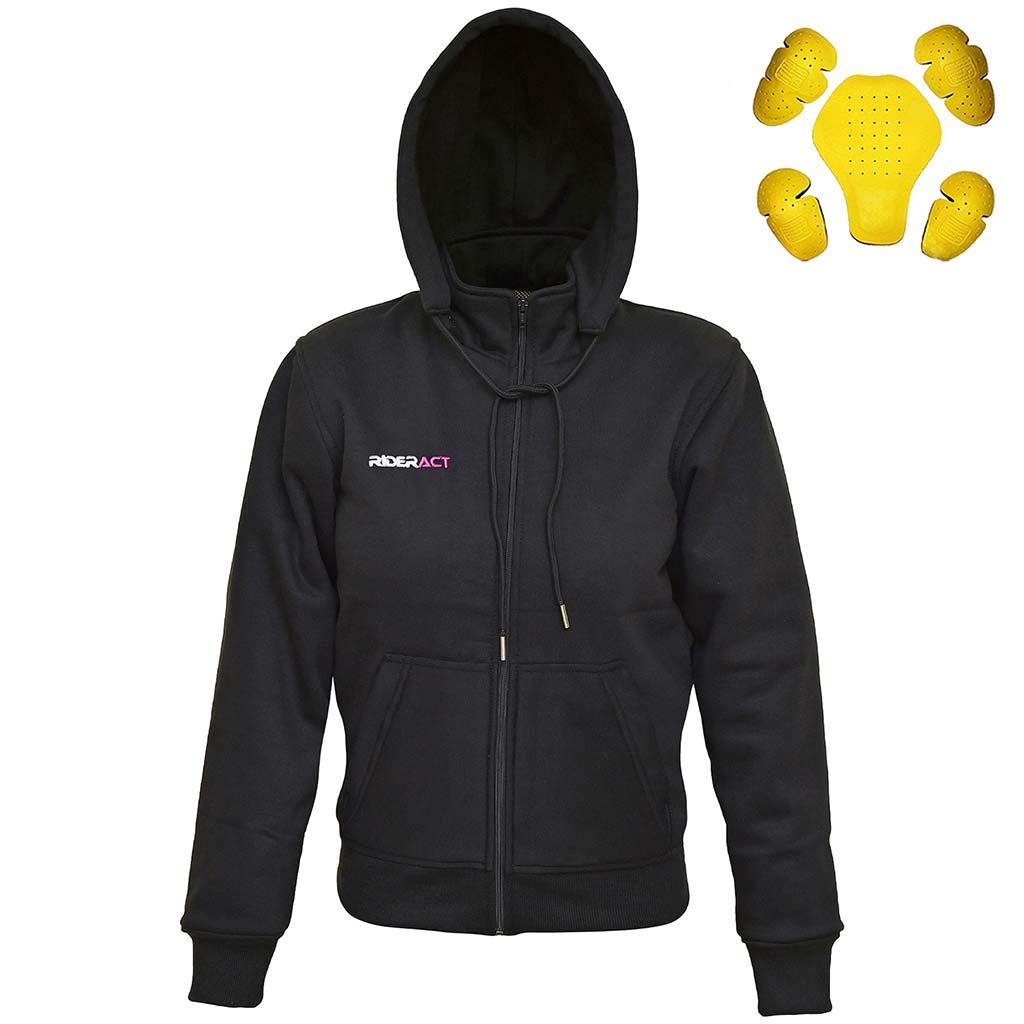 RIDERACT women Motorcycle hoodie Black