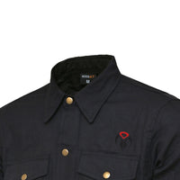 RIDERACT® Men Motorcycle Riding Flannel Shirt Classic Plain Black