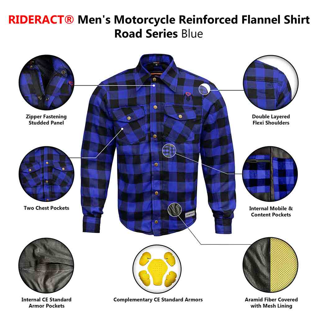 Infographics Motorcycle Flannel Kevlar Shirt