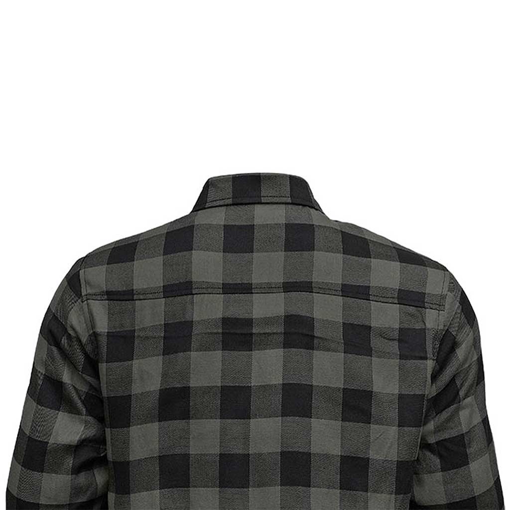 Back Side Men's Motorcycle Riding Reinforced Flannel Shirt Road Series Grey