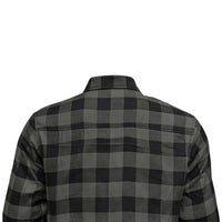 Back Side Men's Motorcycle Riding Reinforced Flannel Shirt Road Series Grey