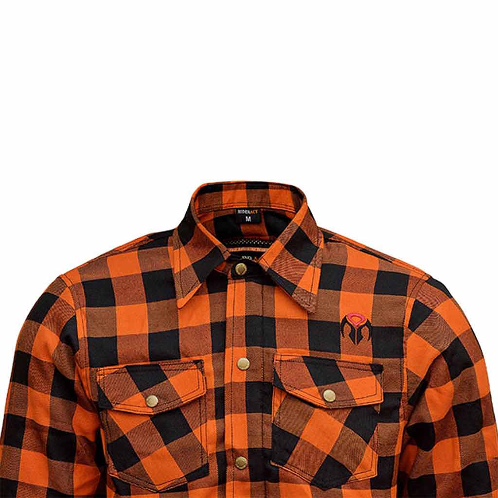 Men's Motorcycle Riding Reinforced Flannel Shirt Road Series Orange