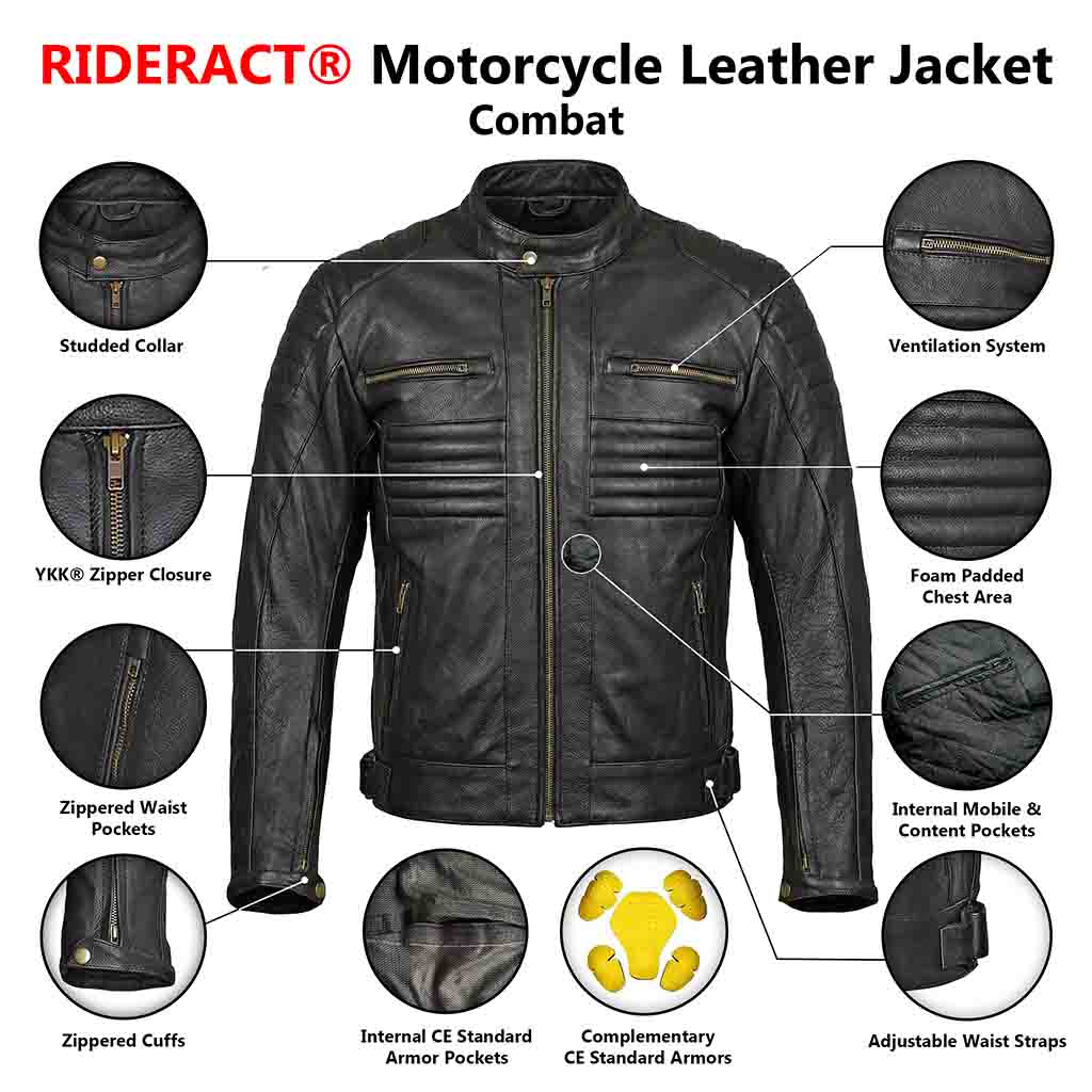 infographics of motorbike leather jacket black