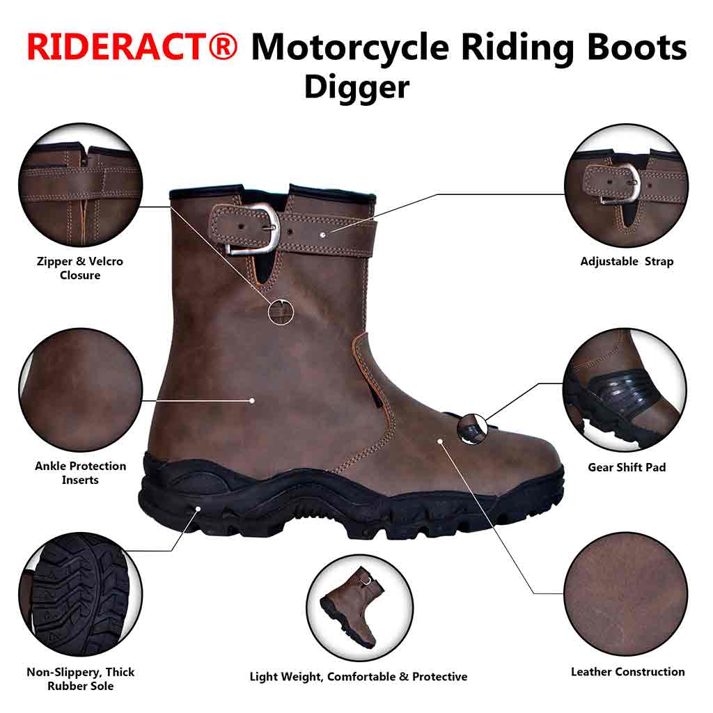 Infographics RIDERACT® Motorcycle Riding Boots for men Digger