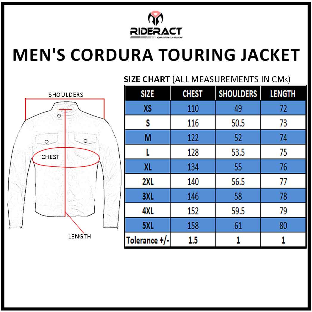 Summer Motorcycle Touring Jacket Waterproof Size Chart