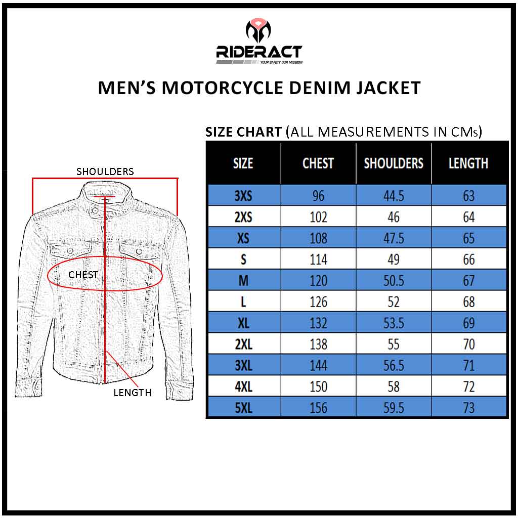 denim jacket size chart