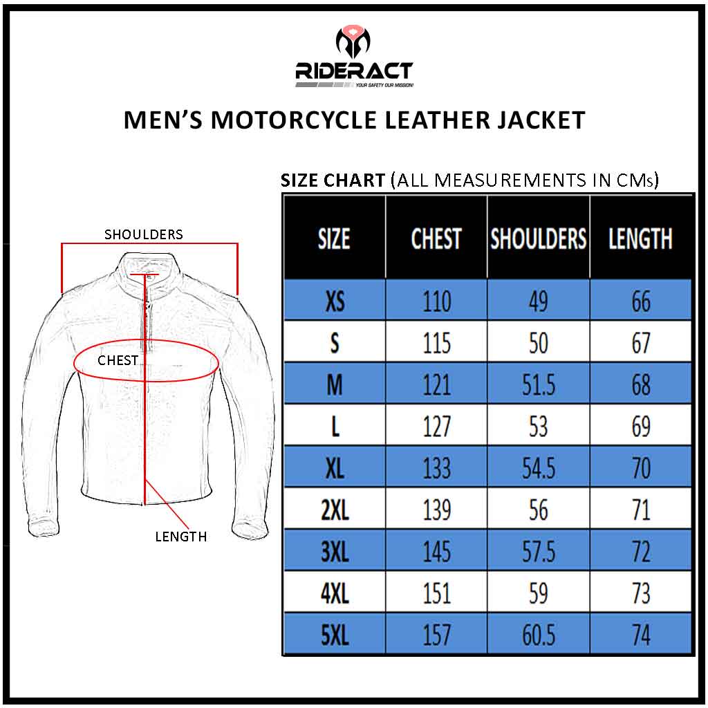 Leather Motorbike Jacket Size Chart classic