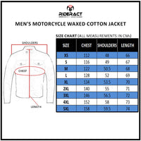 Size Chart motorcycle waxed cotton jacket black