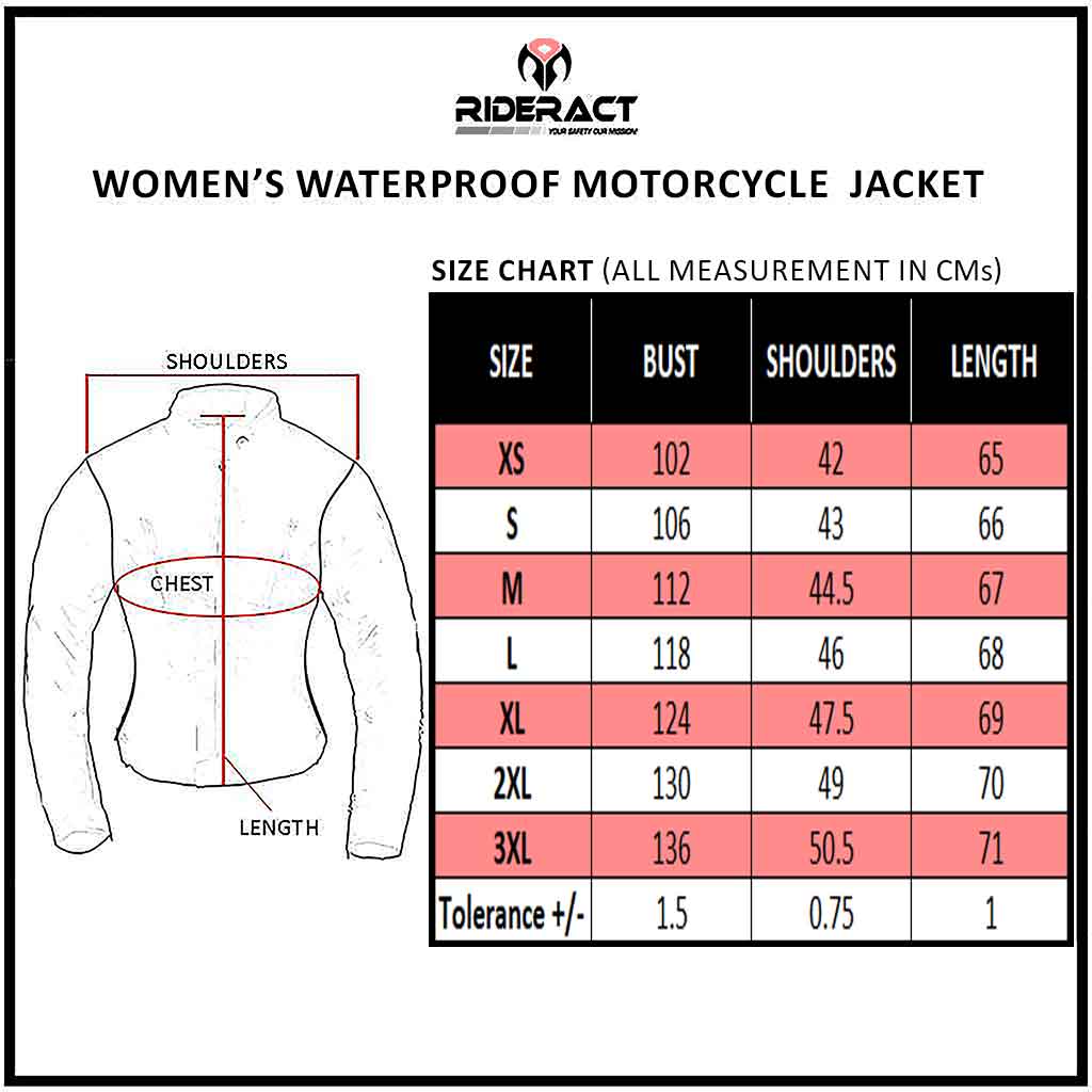 Waterproof Motorcycle Jacket Size Chart