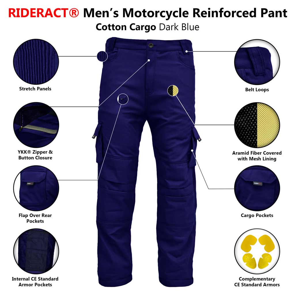 Infographic Men Motorcycle Cotton Cargo Pant