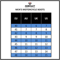 RIDERACT Motorcycle Sneakers boots Size Chart