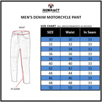 Size Chart Motorcycle Kevlar Jean