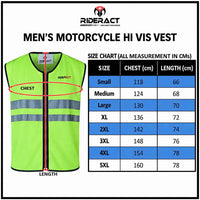 Size Chart Men's Motorcycle Hi Vis Vest