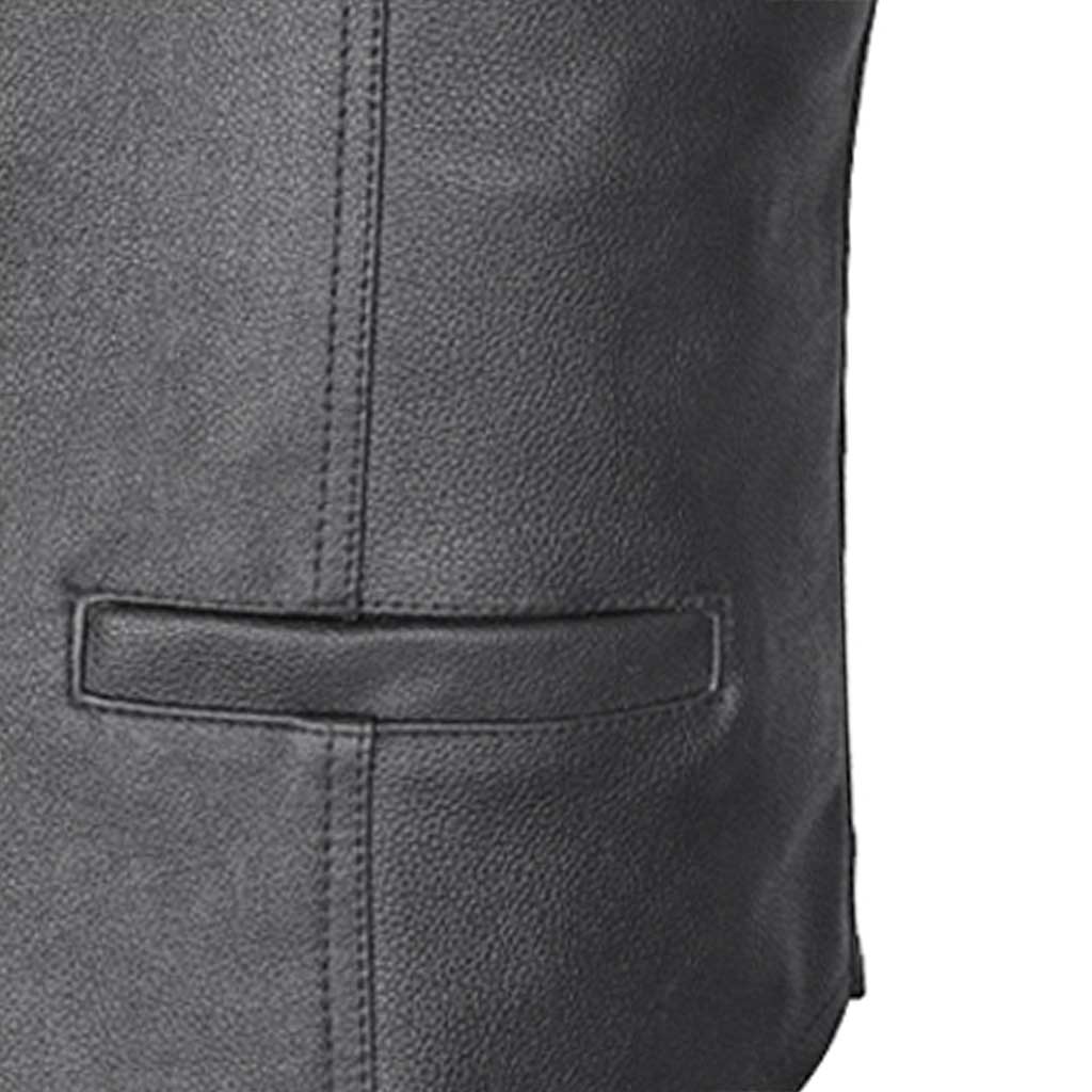 motorcycle leather vest classic design pocket on front