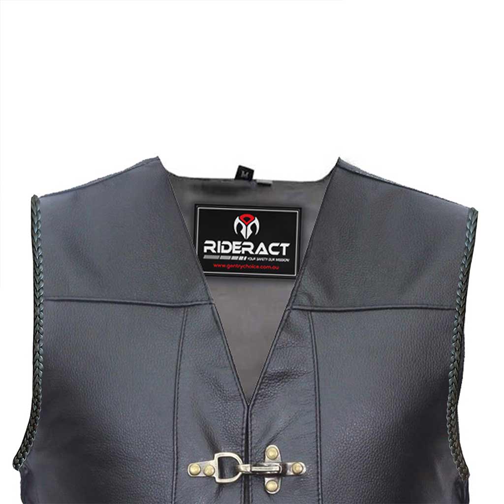 Men Leather Vest Black Front side