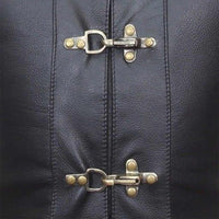 Leather Vest Antique looking triple hooks front closure style
